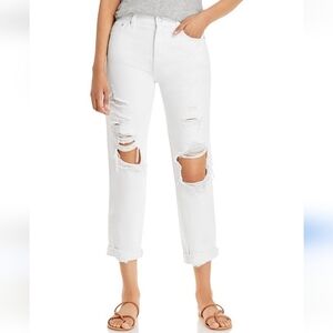 Pistola Jeans Presley High Rise Relaxed Roller Blizzard White Distressed NWT